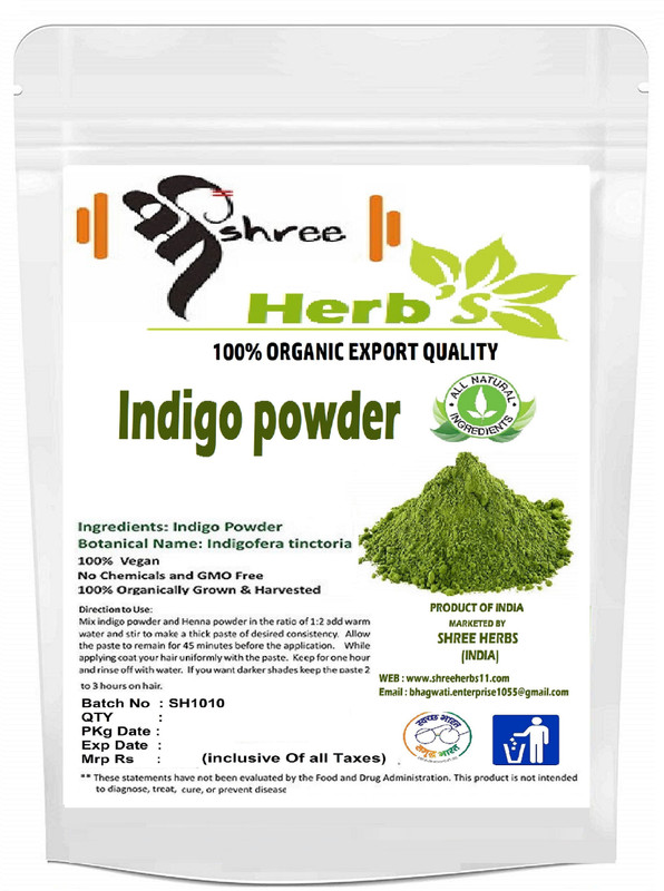 shree herbs ORGANIC Indigo Powder For Hair & Beard Dye - Black(300 g)