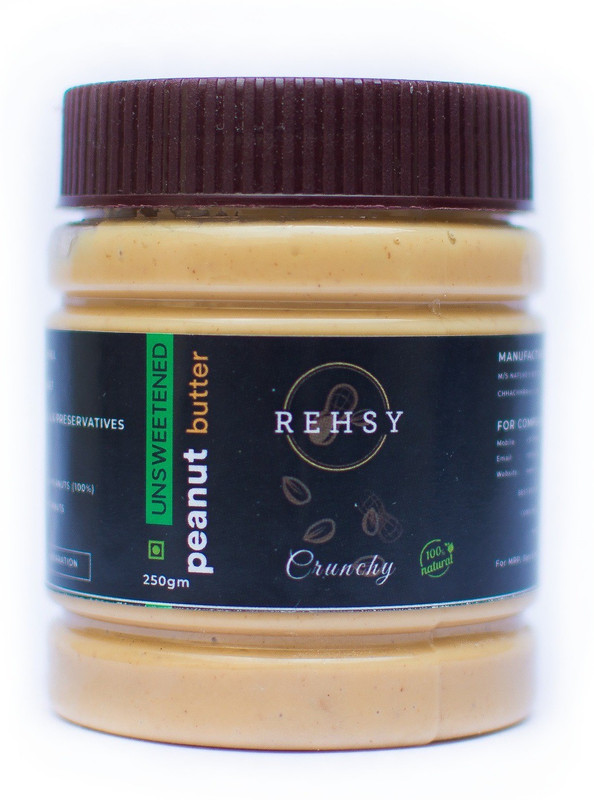 rehsy Peanut Butter 100% Natural Unsweetened (Crunchy) 250 g(Pack of 2)