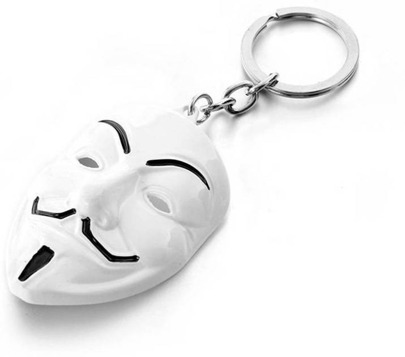 retrowear Face Mask Character Collectible White Metal Keyring for Men Women Boys Girls Car Bike Key Chain Key Chain