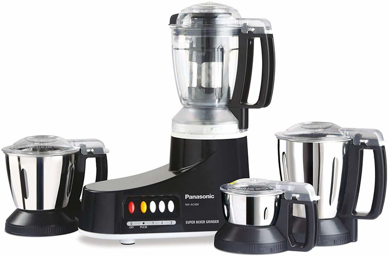 Panasonic MX-AC400 1000-Watt Mixer Grinder with 4 Jars (Black) 1000 Juicer Mixer Grinder(Black, 4 Jars)