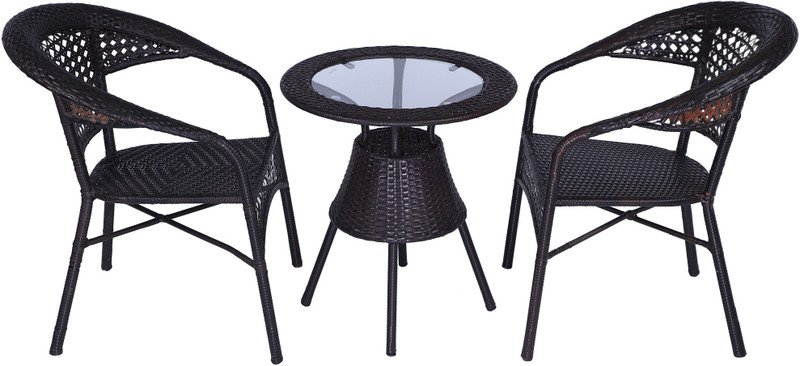 spacepanda Mocha Brown Metal Table & Chair Set(Finish Color - Mocha Brown)