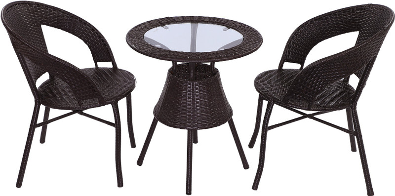 spacepanda Mocha Brown Metal Table & Chair Set(Finish Color - Mocha Brown)