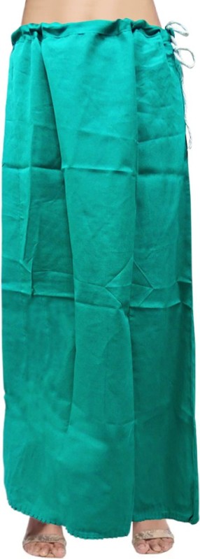 Peegli Indian Women Saree Petticoat Plain Green Readymade Cotton Cotton Blend Petticoat(Free)