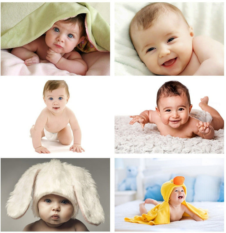 Set of 6 Cute Baby Combo Posters | Smiling Baby Poster | Poster for Pregnant Women | HD Baby Wall Poster for Room decor (12x18-Inch, 300GSM Thick Paper, Gloss Laminated) Paper Print(12 inch X 18 inch, Rolled)