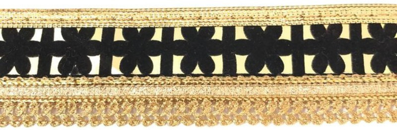 dasync Golden,black Lace and Border Material for blouse,cutwork border,gotta Cotton Rayon Blend Saree Falls(Gold, Black)