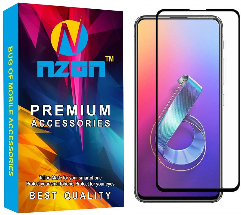 nzon Edge To Edge Tempered Glass for Asus Zenfone 6Z Tempered Glass Anti-Glare Anti-Fingerprint Protective with Full Coverage Tempered Glass for Asus Zenfone 6Z(Pack of 1)