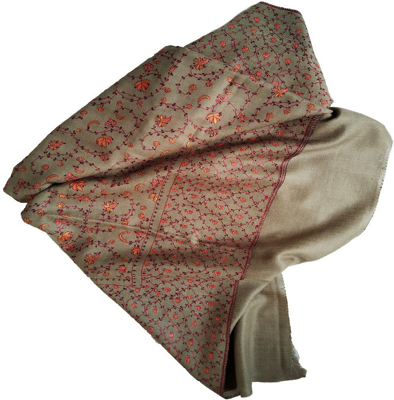 kashmir speciall Pashmina Embroidered Women Shawl(Brown)