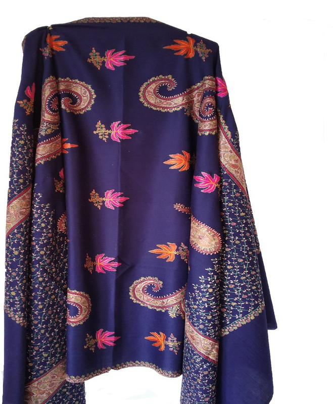 kashmir speciall Pashmina Embroidered Women Shawl(Blue)
