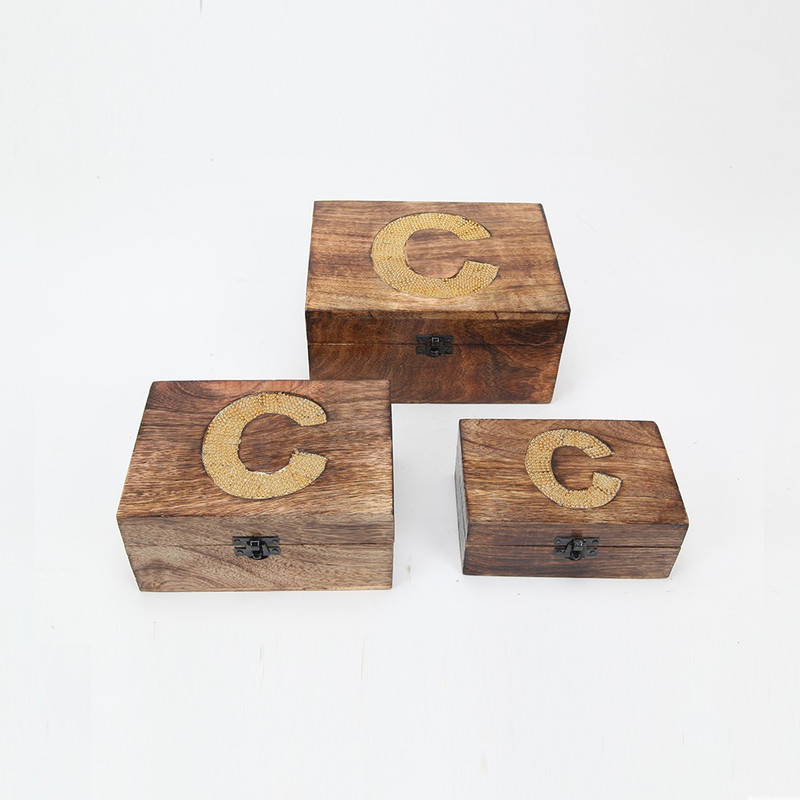 brancley decor Gift Item Wooden Box Set Of 3 Storage Box, Jewellery Box Vanity Box(Wood)
