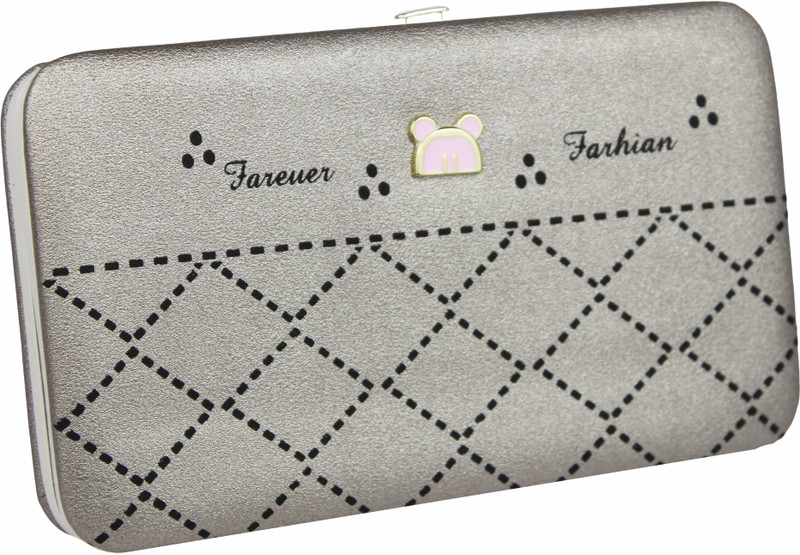 feather cruz Women Silver, Black Canvas Wallet(4 Card Slots)