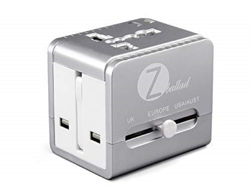 zballad World Travel Adapter All in One Supports Over 150 Countries Worldwide Adaptor(Silver)