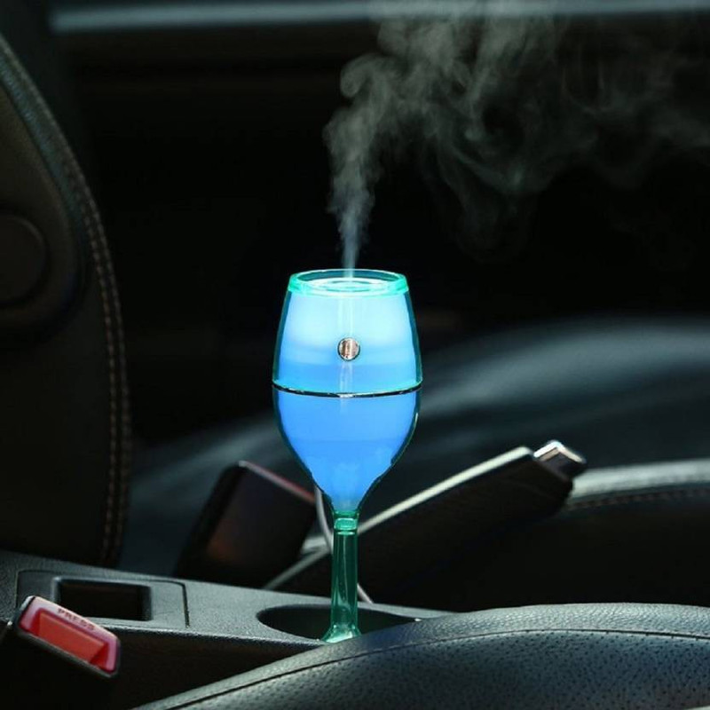 balam traders Wine Glass Shaped Air Freshener Humidifier Light for Car(Multicolor) Portable Car Air Purifier(Multicolor)