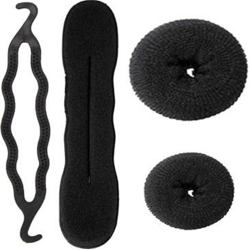rkdenterprises Hair Donuts And 1 Bun Juda Maker Rubber Band(Black)