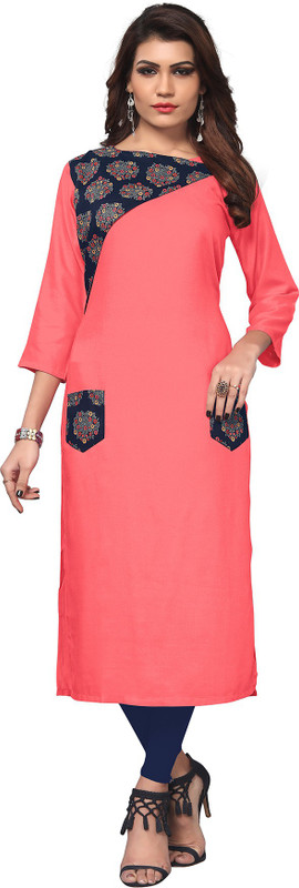 krisha print Casual Self Design Women Kurti(Pink)
