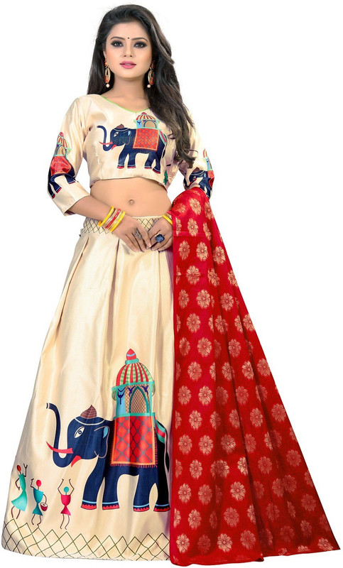 green line creation Digital Print Semi Stitched Lehenga Choli(Multicolor)