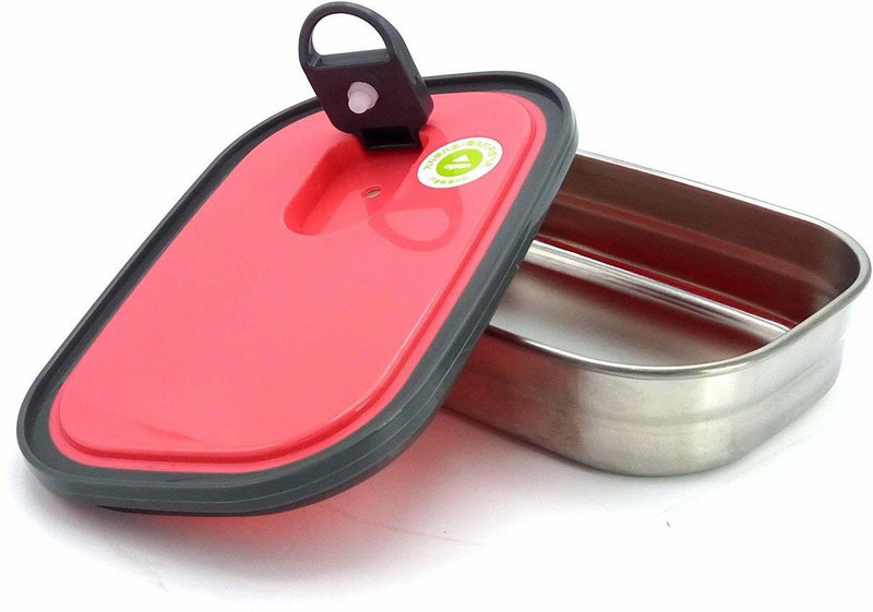 vmoxi Stainless Steel Small Snacks Box for Office and School Air Tight Leak Proof - 680 ml (Pink) 1 Containers Lunch Box(350 ml)