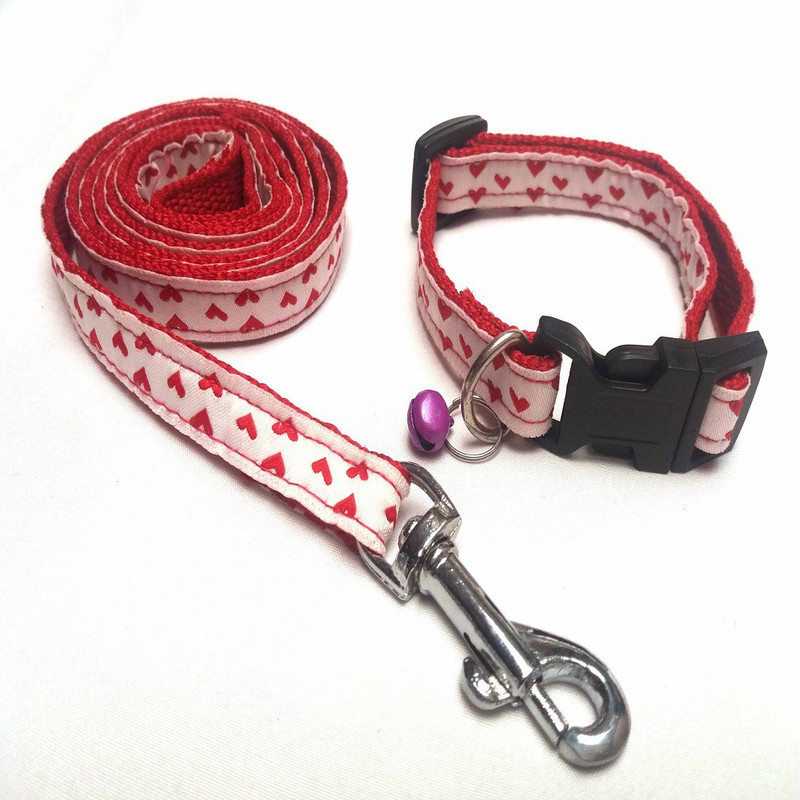 dogsbuzz Printed Collar an Leash Set for Puppy (0.5 inch B, 122 cm L) Dog Collar & Leash(Small, Pink)