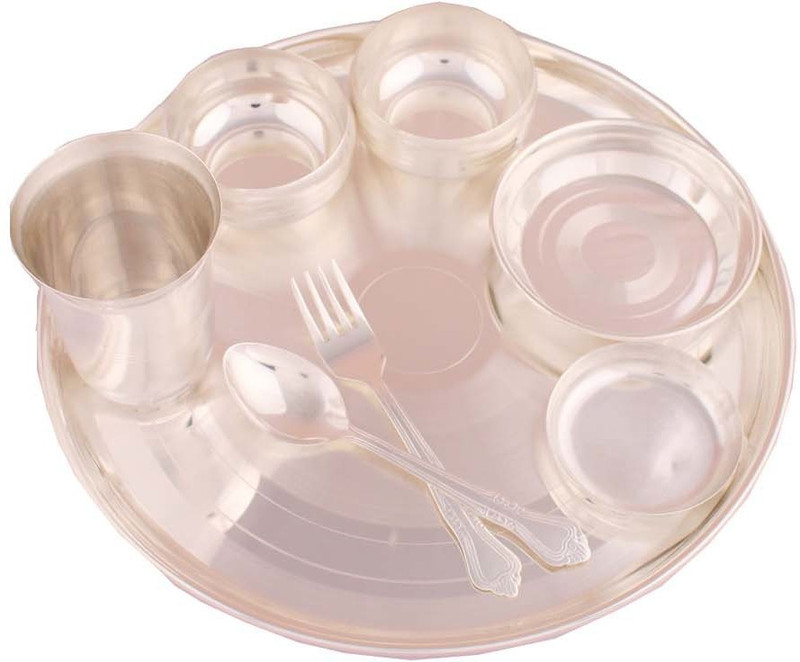 kritya Silver Plated Dinner Set Pack of 8 Dinner Set(Silver Plated)