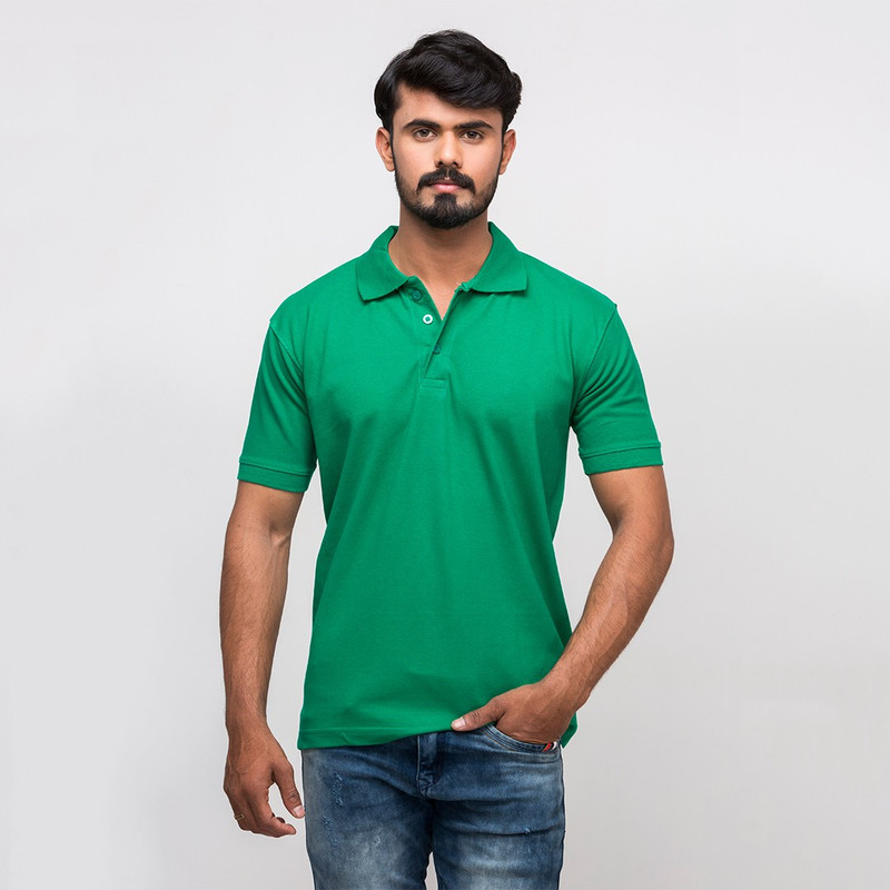 harvey trendz Solid Men Polo Neck Green T-Shirt