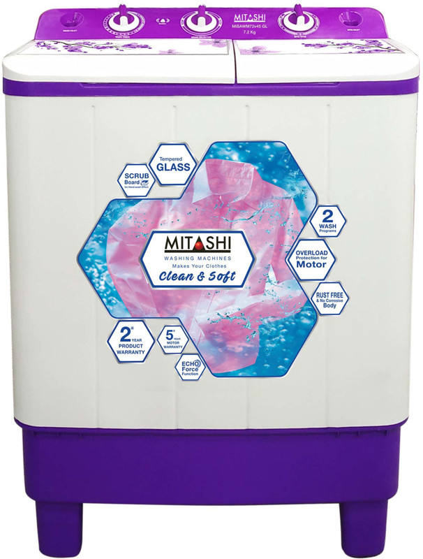 Mitashi 7.2 kg Semi Automatic Top Load Purple, White(MiSAWM72v45 GL)