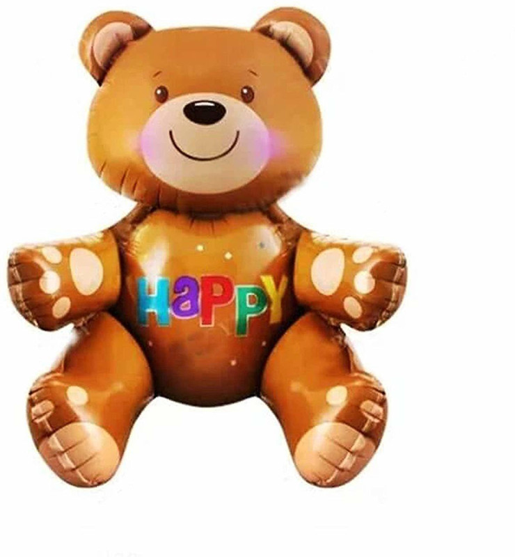 disa Printed Teddy Bear 3-D foil Balloon 18 inches Bubble Balloon(Brown, Pack of 1)