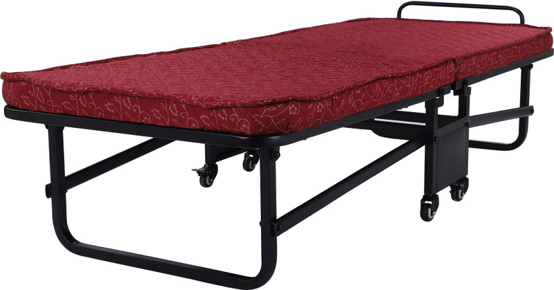 spacepanda J 18 Metal Single NA Bed(Finish Color -  Black and Maroon  (Mattress Included))
