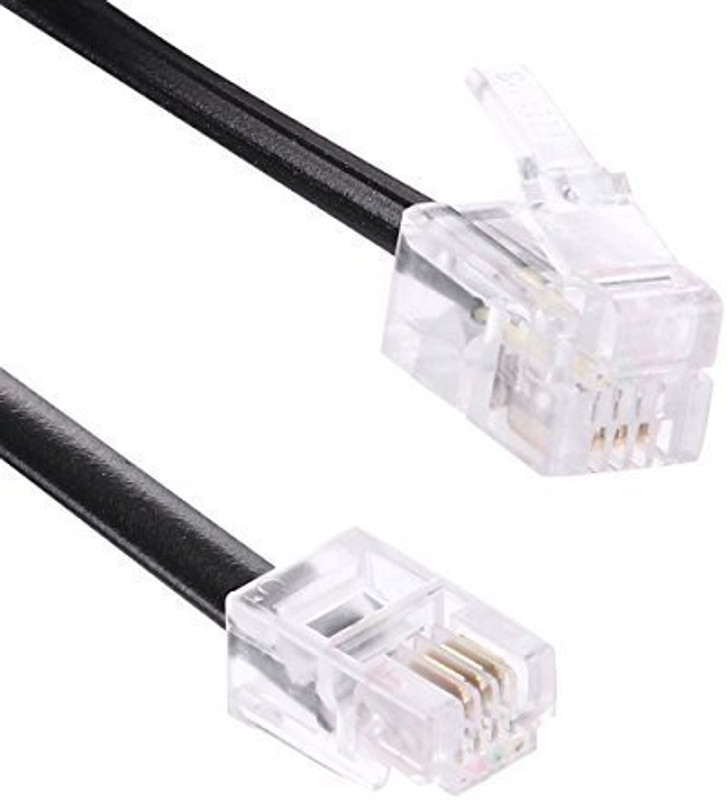 Optisoft Telephone Extension Coil Cable Cord_03 2 m Network Cable(Compatible with Telephone, Black)