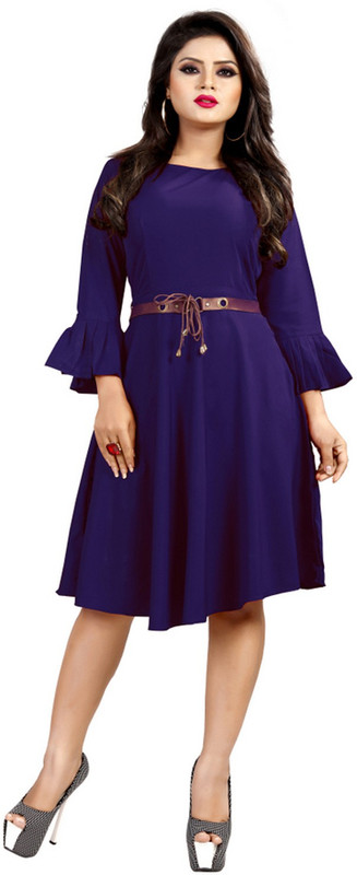 jodhanienterprise Women Skater Blue Dress