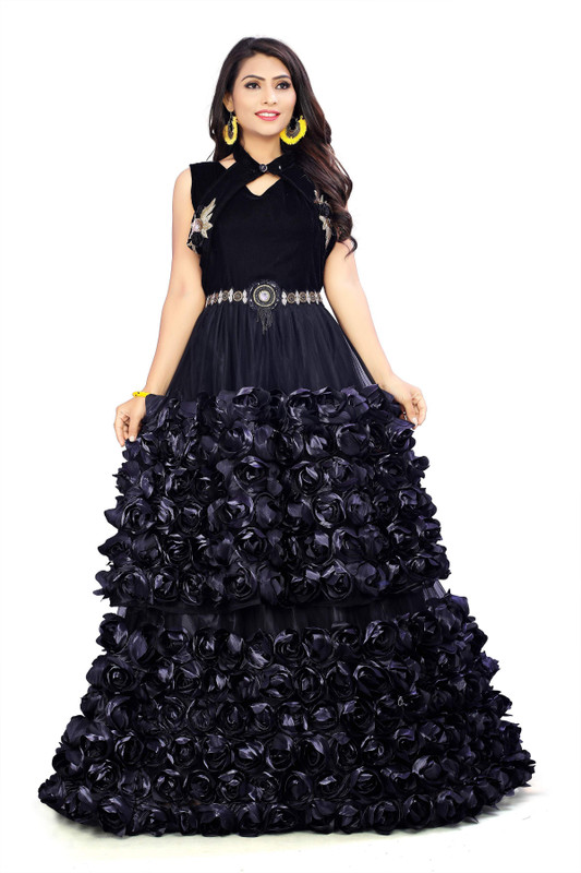 junglybilli Flared/A-line Gown(Black)