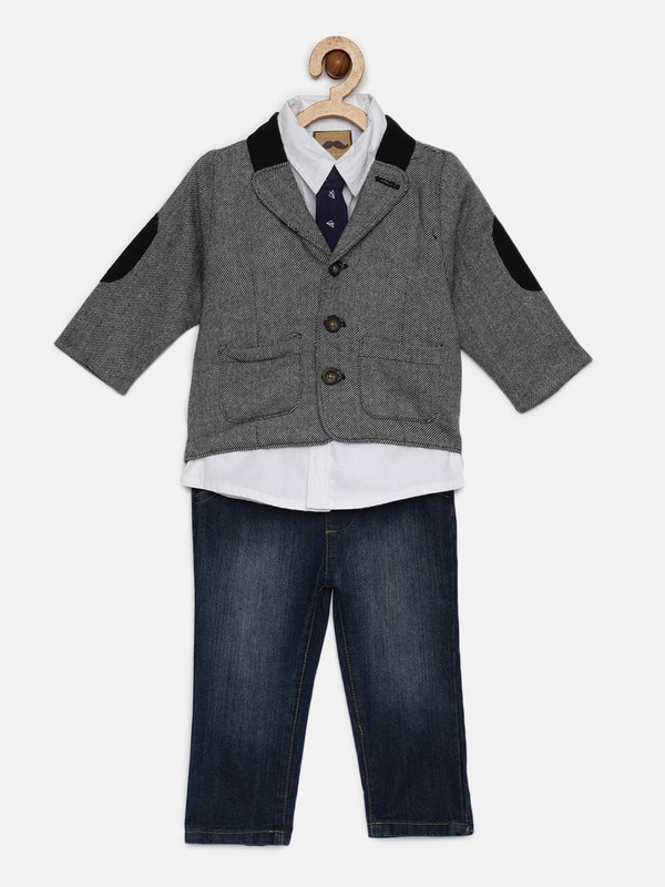 little gent Boys Casual Shirt Trouser(White)