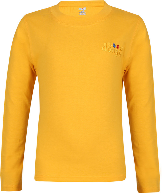 dongli Boys Solid Cotton Blend T Shirt(Yellow, Pack of 1) dongli Boys Solid Cotton Blend T Shirt(Yellow, Pack of 1)