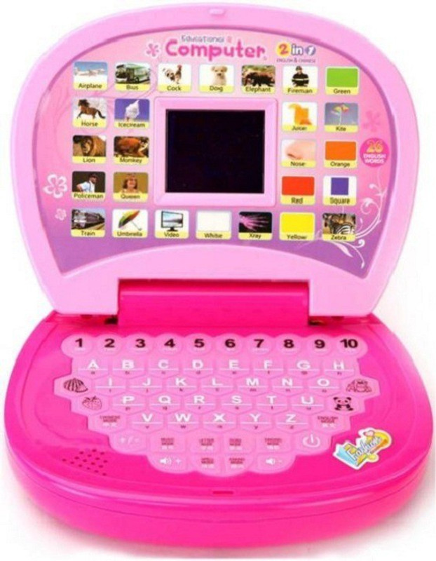 Luxula Educational 26 English Words Laptop Notebook Computer Learning Toy for Kids (Min Age 2)(Pink)