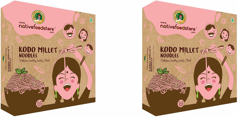 nativefoodstore Varagu/Kodo Millet Noodles pack of 2 Hakka Noodles Vegetarian(2 x 105 g)