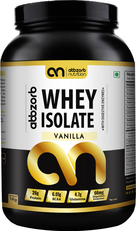 Abbzorb Nutrition Abbzorb Whey Isolate Vanilla Whey Protein(1000 g, Vanilla)