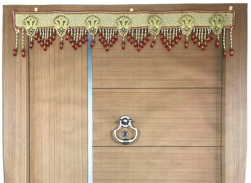 tuski Handmade Door Hanging Toran Toran(Multicolored Crystal,Golden Beads,Embroidered pettiern)