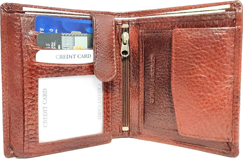 daayim Men Brown Genuine Leather Wallet(9 Card Slots)