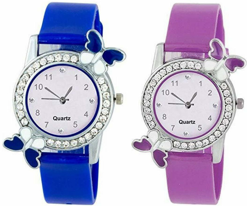 rolor Blue & Purple Color Rubber Strap Fancy Watch For Girls & Women Analog Watch  - For Women