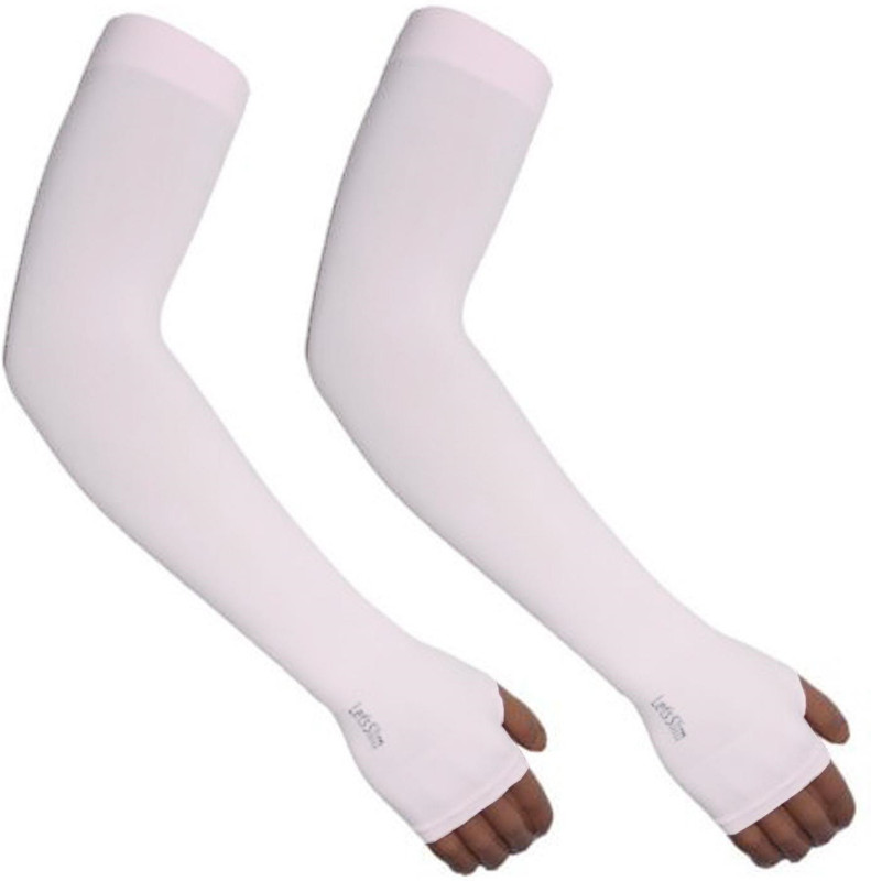 Auto Hub Cotton, Nylon Arm Sleeve For Men & Women(XXL, White)