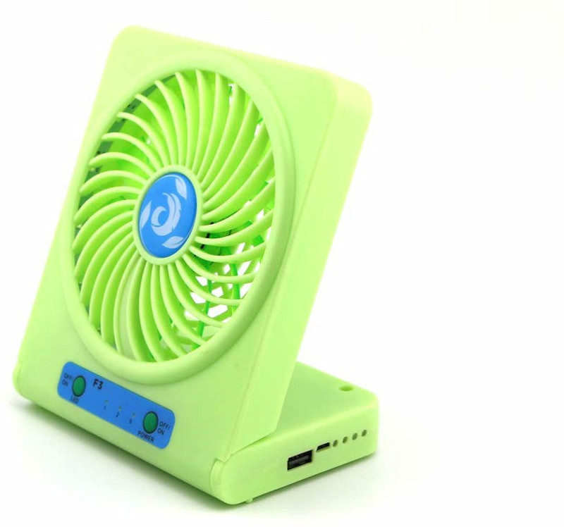 KLUZIE Powerful Cooling Fan,LED Light,With In Built Power bank Usb Fan 360 mm 13 Blade Table Fan(MULTICOLOR, Pack of 1)