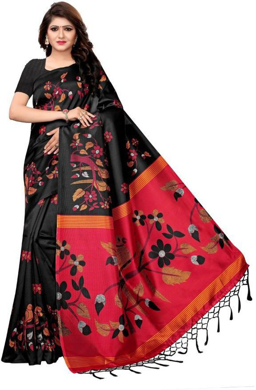 medlly Printed Bollywood Art Silk Saree(Black)