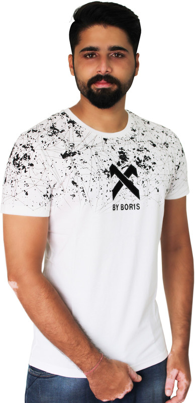 cotton sleeves Printed Men Round Neck White T-Shirt cotton sleeves Printed Men Round Neck White T-Shirt