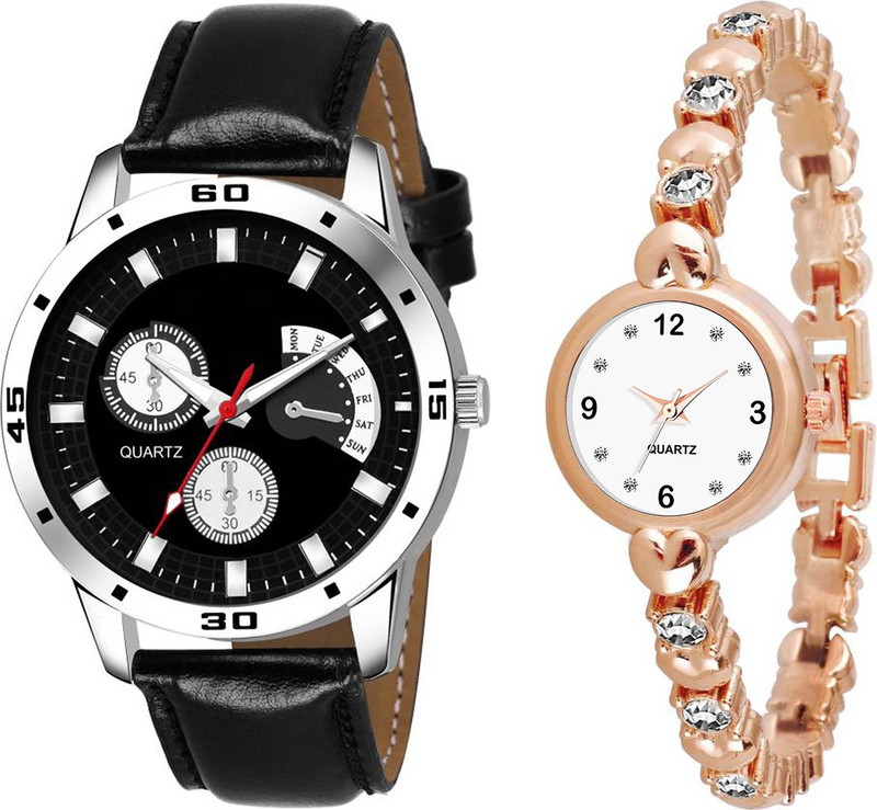 apson Pearl Diamond Rose~Gold And Italian Leather Strap Combo Of Two Boys And Girls KK~37 Hybrid Smartwatch Watch  - For Men & Women