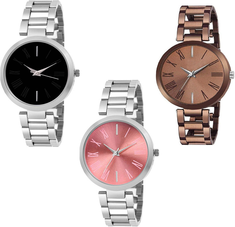 rolor Colourful Fancy Dial Metal Chain Strap Stylish Watch Combo Analog Watch  - For Women