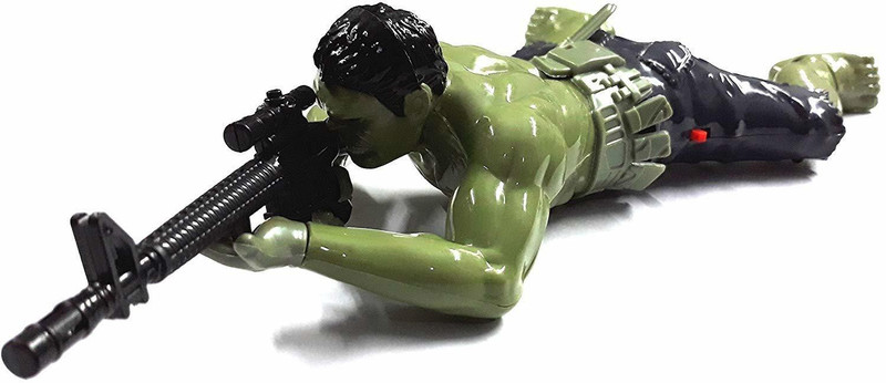 shopme store Super Hero Avenger Hulk Crawling with Gun and Light (Hulk)(Green)