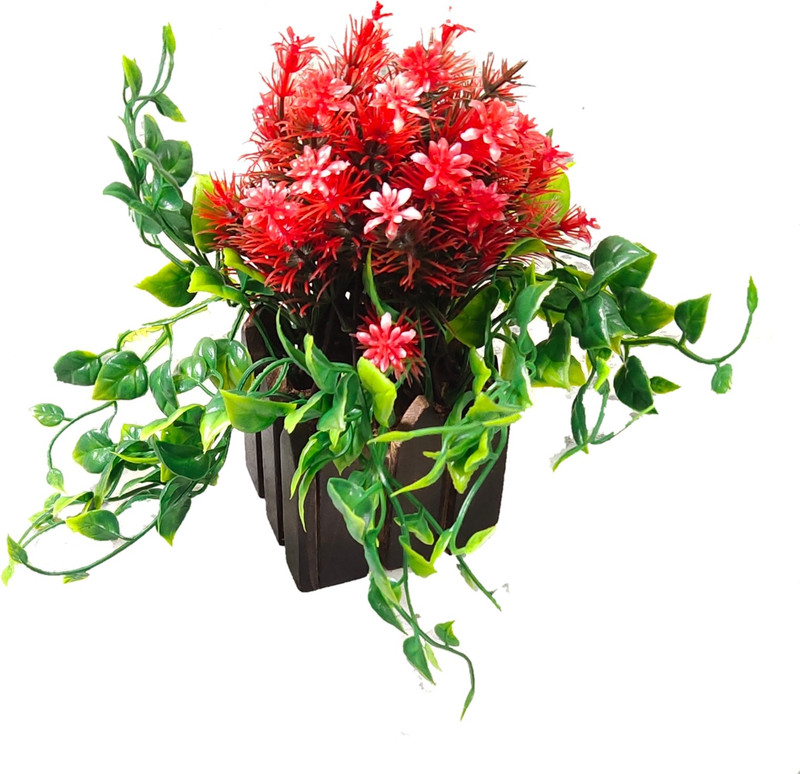 wary artificial plants+wooden Bonsai Artificial Plant  with Pot(8 cm, Red)