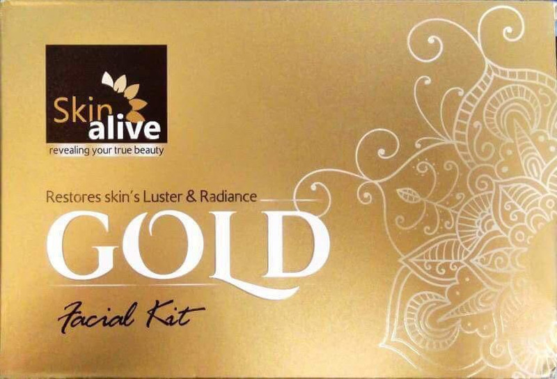 skin alive Gold Facial Kit skin flexibilty & Smoothness giving the skin a Gold -like-Glow 75 g(Set of 5)