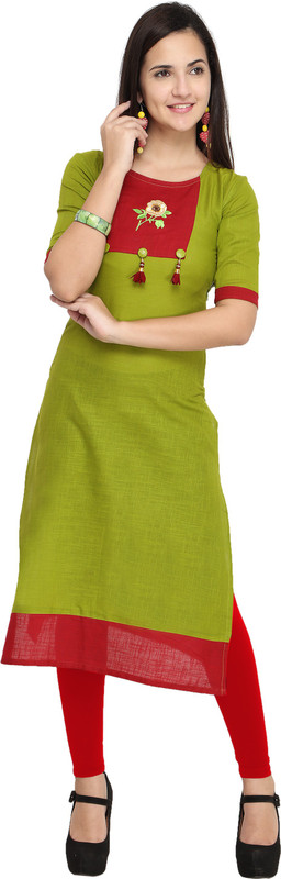 shivshakti creation Festive & Party Solid Women Kurti(Green)