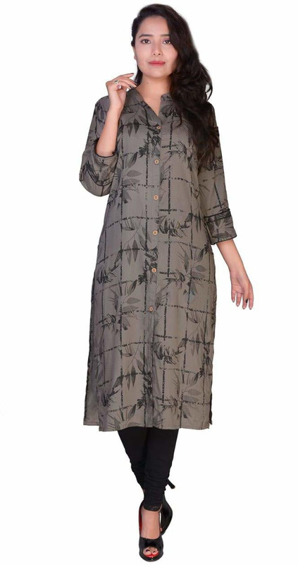 lovace Festive & Party Self Design Women Kurti(Black)