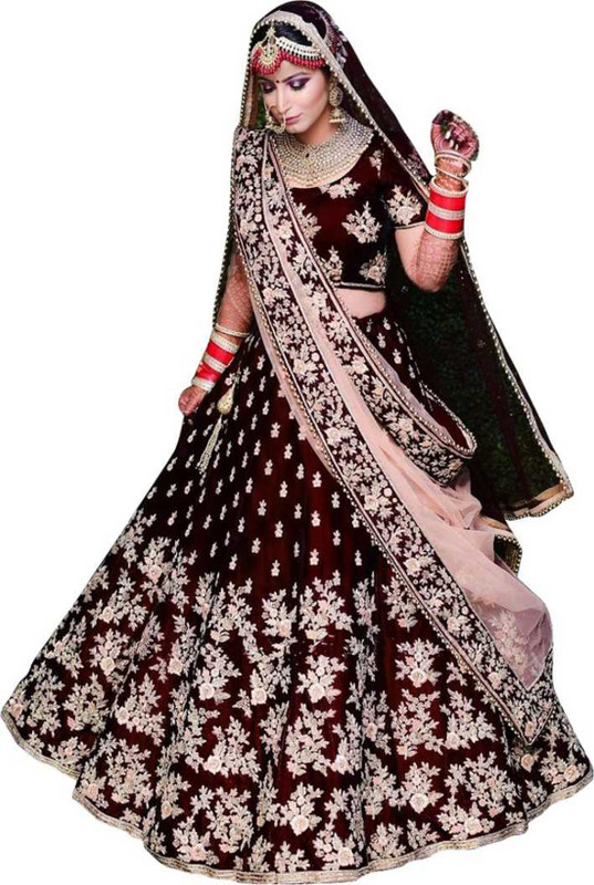 kanabar Embroidered Semi Stitched Lehenga, Choli and Dupatta Set(Blue)