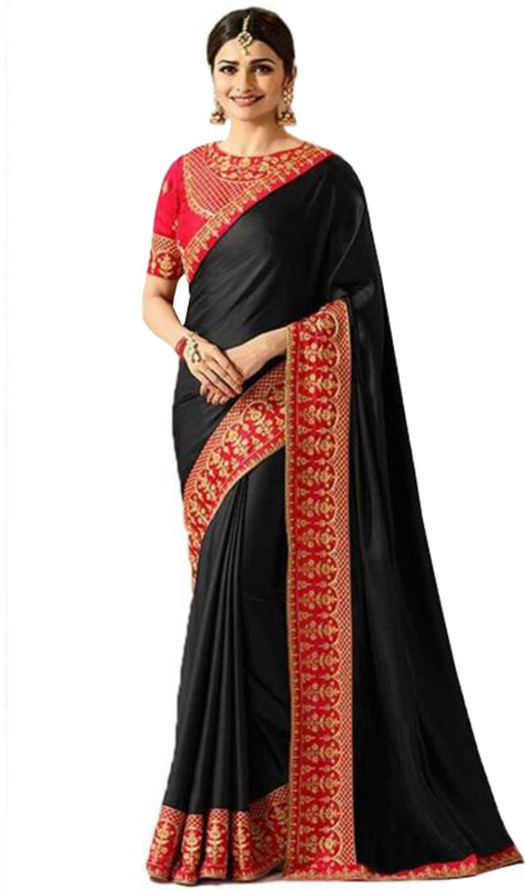 gymfy Embroidered Bollywood Georgette Saree(Black)